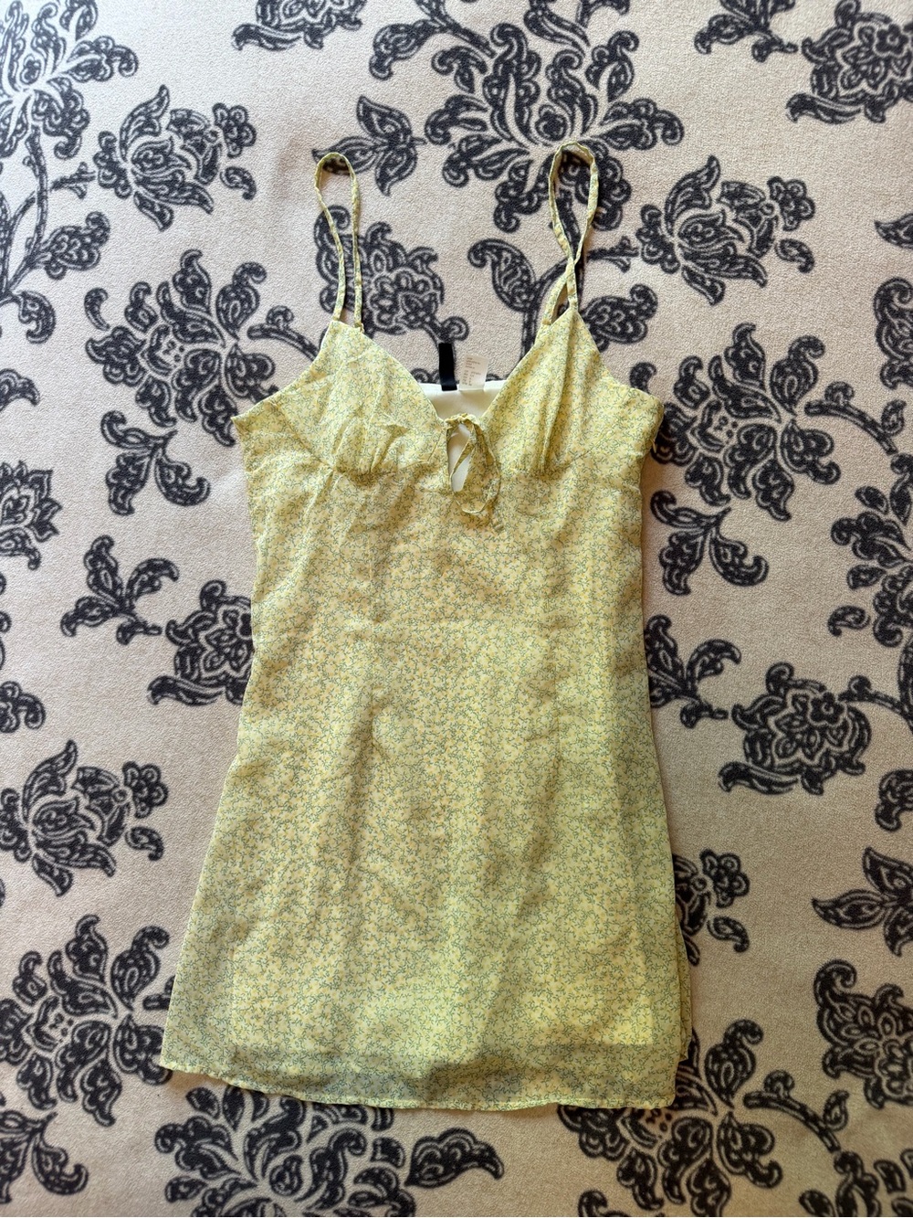 Yellow Floral Spaghetti Strap Dress